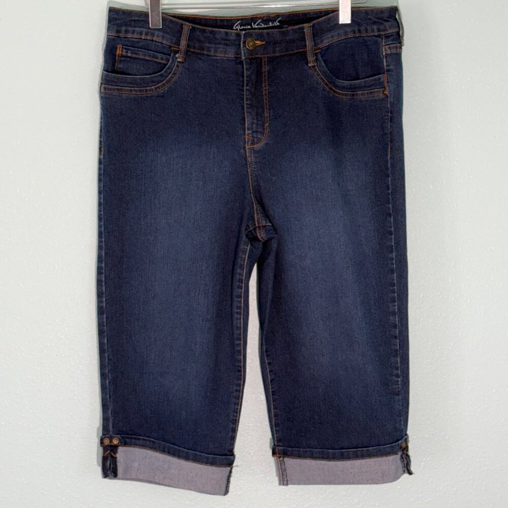 Gloria Vanderbilt Cleo All American Slimming Effect Denim Skimmer Capris Size 12 - Picture 2 of 9